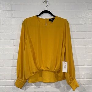 NEW Fifteen Twenty Blouson Crepe Top Mustard Blouse